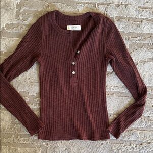Everlane ribbed button down henley xs